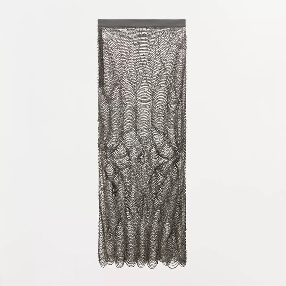 ZARA SHEER BEADED SKIRT - Picture 7 of 9